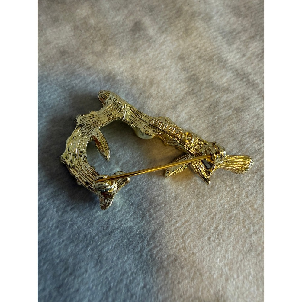 Sarah Coventry Vintage Gold Tone Textured Branch Leaf Bamboo Brooch Pin - Picture 5 of 6